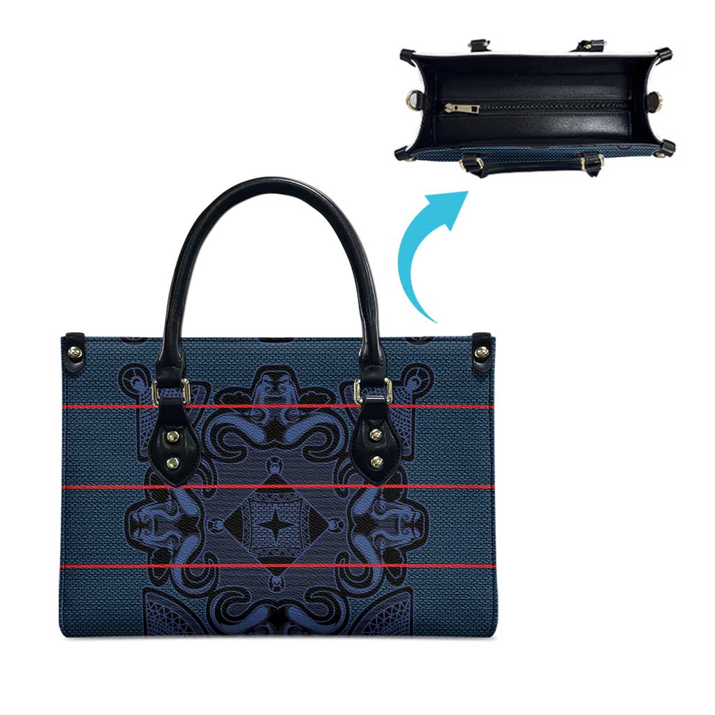 Lesotho Seanamarena - Motlatsi Leather Bag Basotho Traditional Blanket Style - Blue