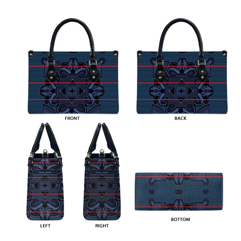 Lesotho Seanamarena - Motlatsi Leather Bag Basotho Traditional Blanket Style - Blue