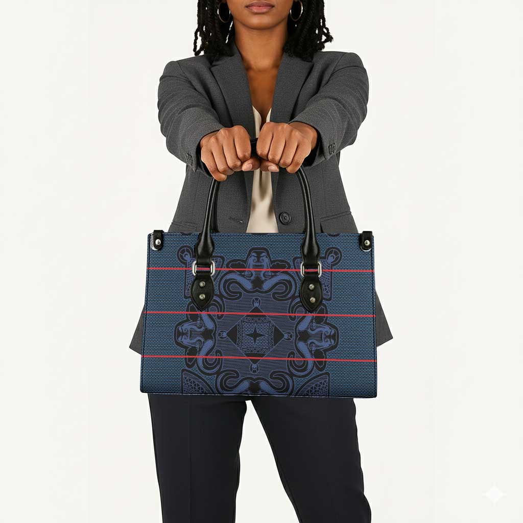 Lesotho Seanamarena - Motlatsi Leather Bag Basotho Traditional Blanket Style - Blue