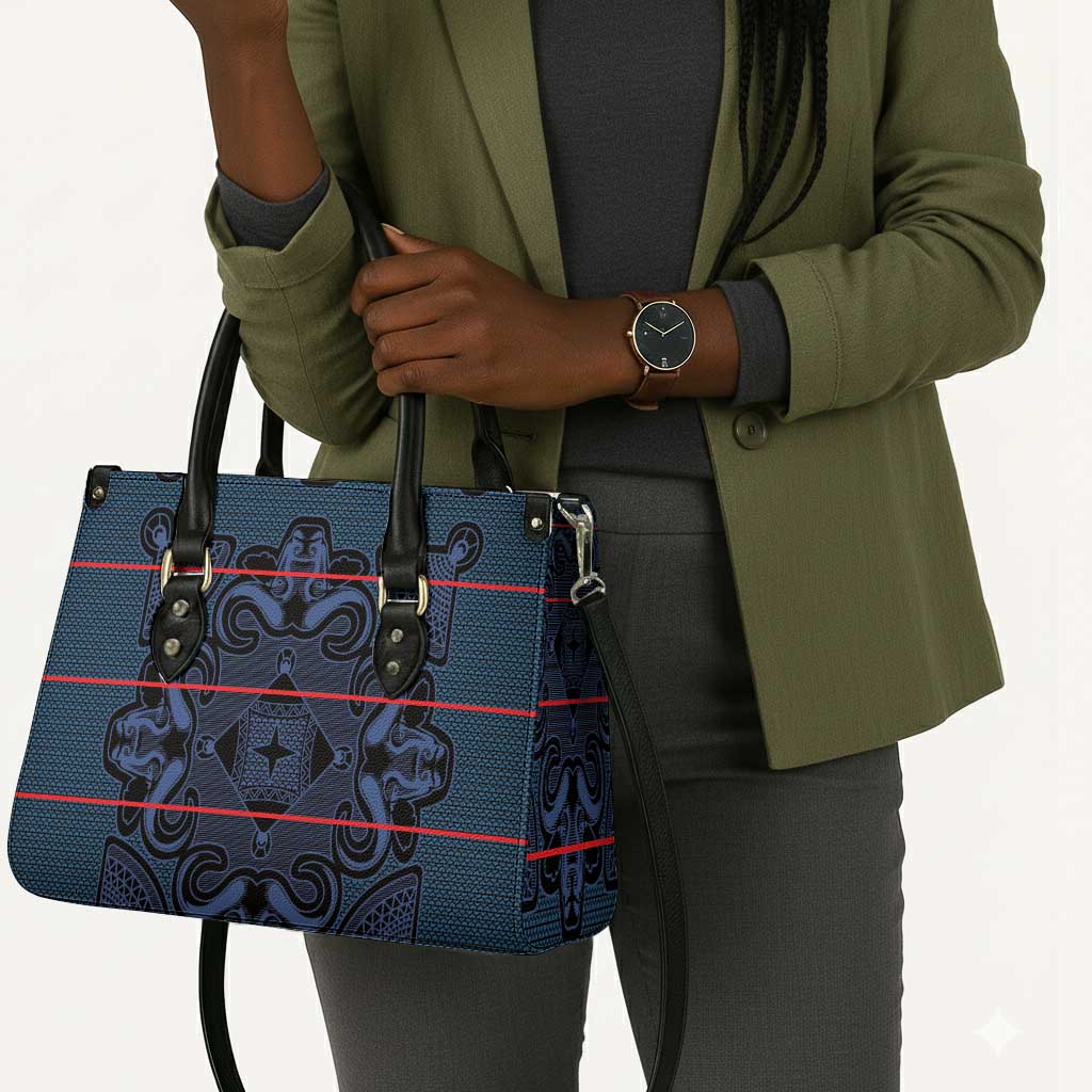 Lesotho Seanamarena - Motlatsi Leather Bag Basotho Traditional Blanket Style - Blue