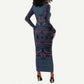 Basotho Blanket Long Sleeve Bodycon Dress Lesotho Motlatsi Seanamarena Heritage - Blue - African Pride