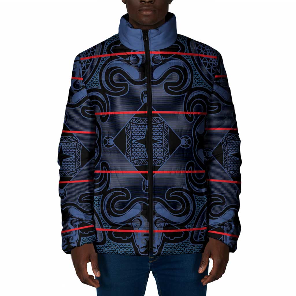 Lesotho Seanamarena - Motlatsi Padded Jacket Basotho Traditional Blanket Style - Blue