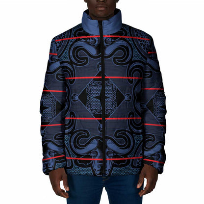 Lesotho Seanamarena - Motlatsi Padded Jacket Basotho Traditional Blanket Style - Blue