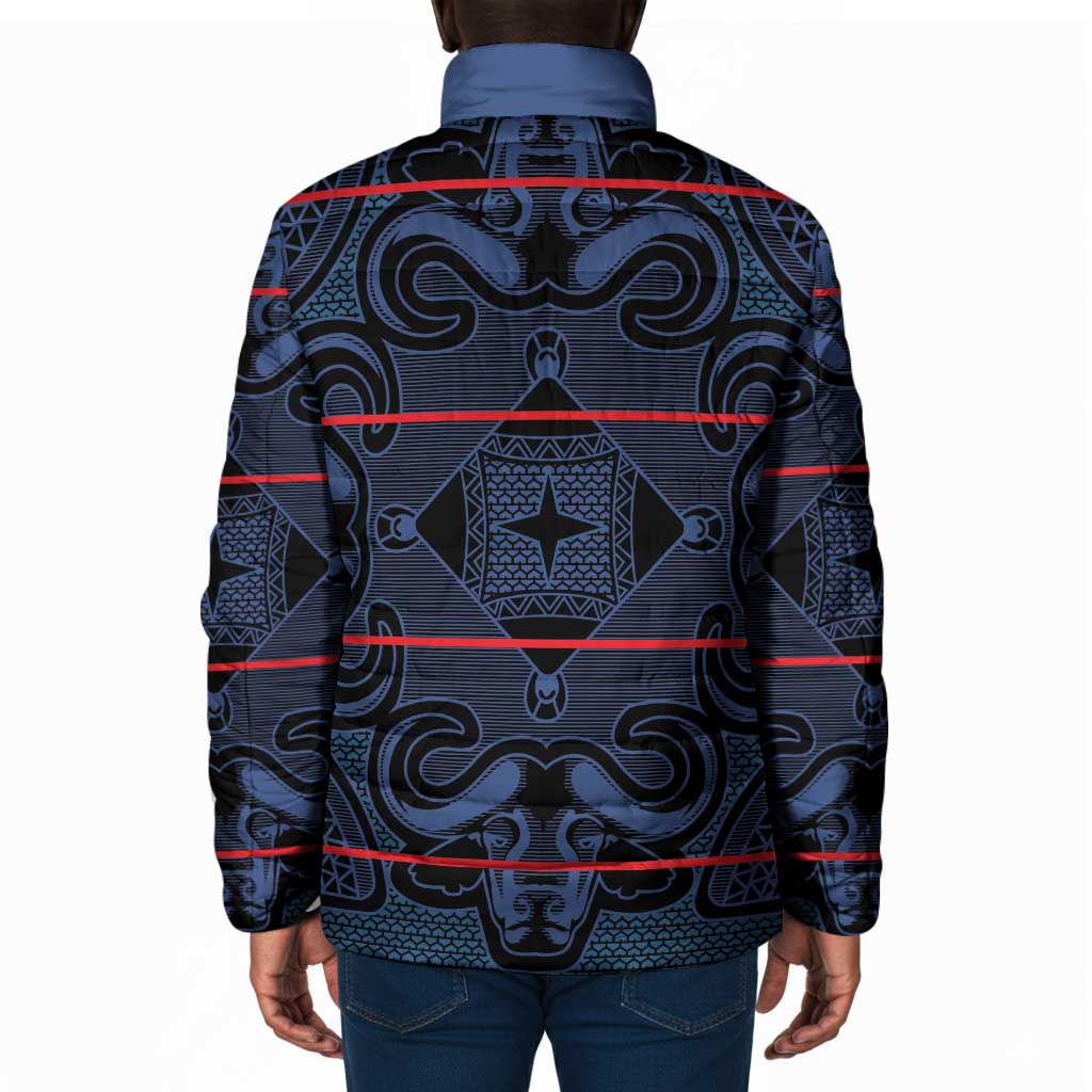Lesotho Seanamarena - Motlatsi Padded Jacket Basotho Traditional Blanket Style - Blue
