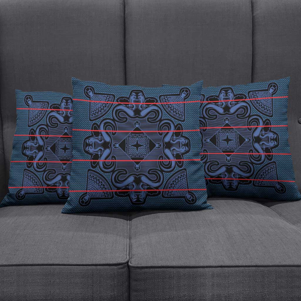 Lesotho Seanamarena - Motlatsi Pillow Cover Basotho Traditional Blanket Style - Blue