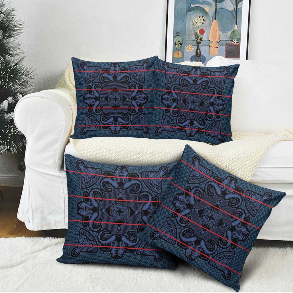Lesotho Seanamarena - Motlatsi Pillow Cover Basotho Traditional Blanket Style - Blue