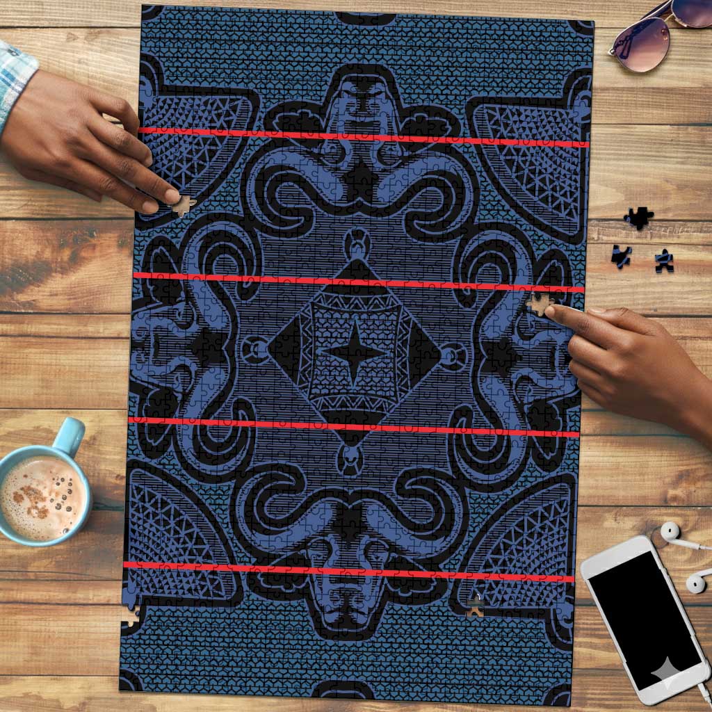 Lesotho Seanamarena - Motlatsi Puzzle Basotho Traditional Blanket Style - Blue