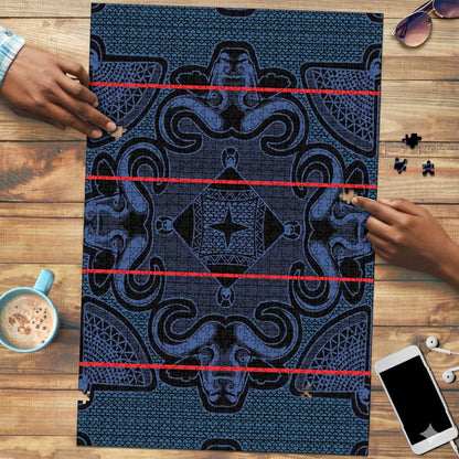 Lesotho Seanamarena - Motlatsi Puzzle Basotho Traditional Blanket Style - Blue