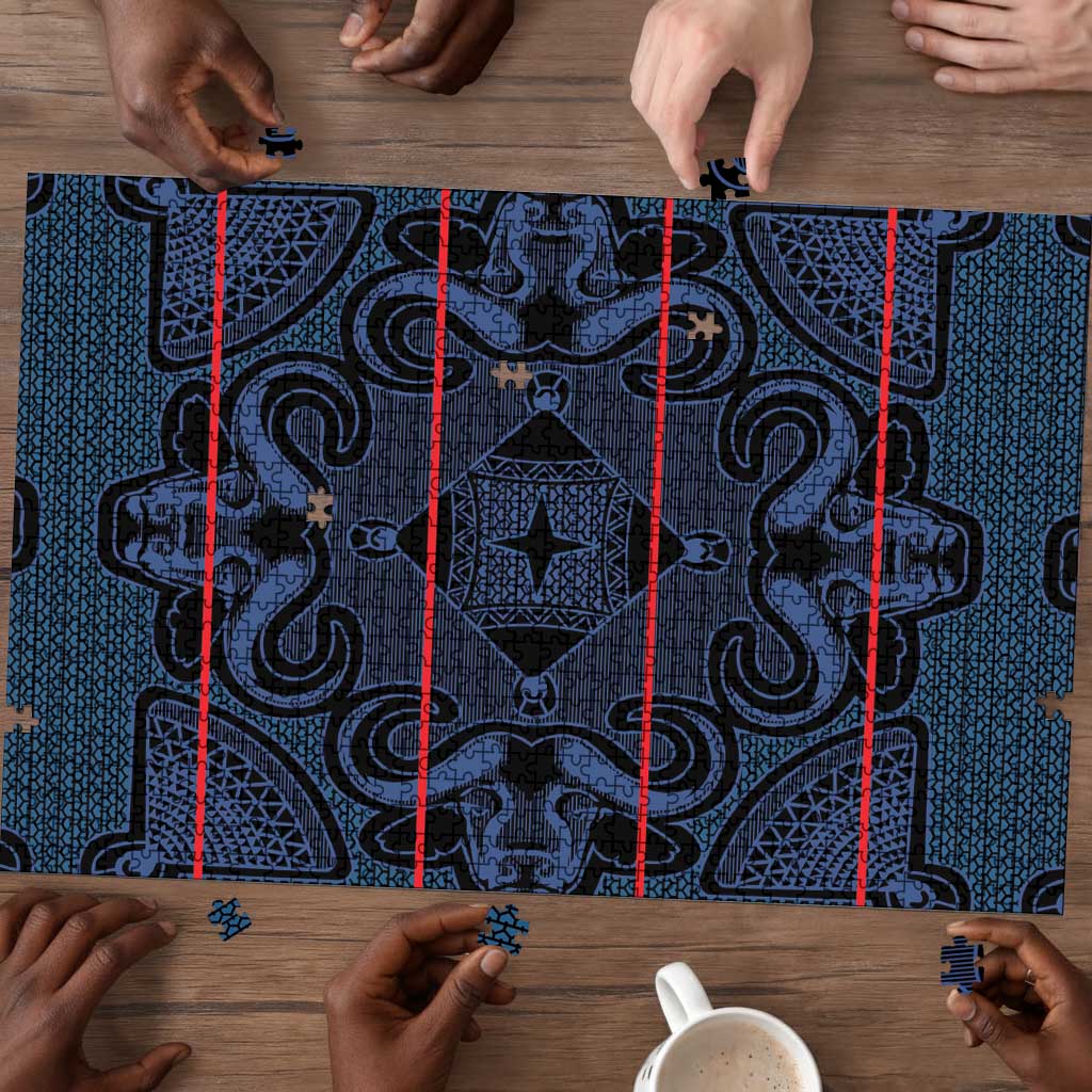 Lesotho Seanamarena - Motlatsi Puzzle Basotho Traditional Blanket Style - Blue