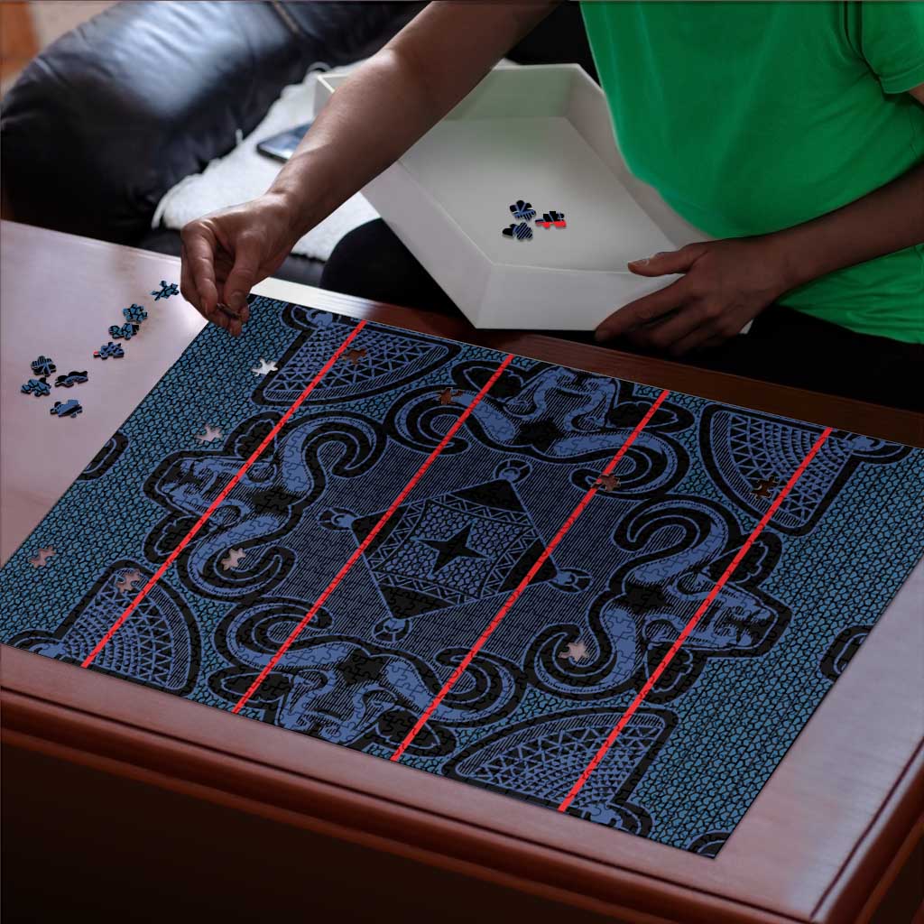 Lesotho Seanamarena - Motlatsi Puzzle Basotho Traditional Blanket Style - Blue