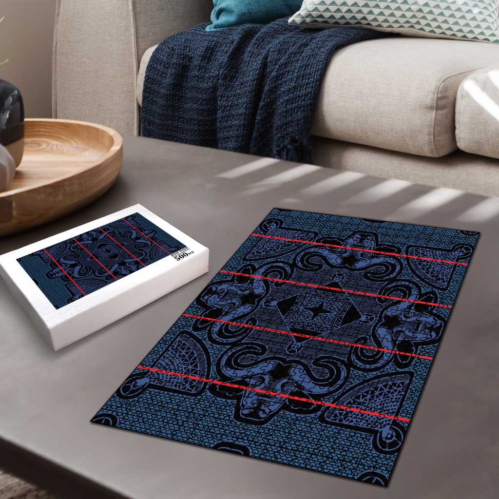Lesotho Seanamarena - Motlatsi Puzzle Basotho Traditional Blanket Style - Blue