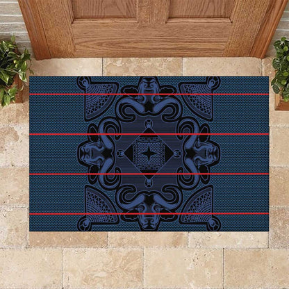 Basotho Blanket Rubber Doormat Lesotho Motlatsi Seanamarena Heritage - Blue - African Pride