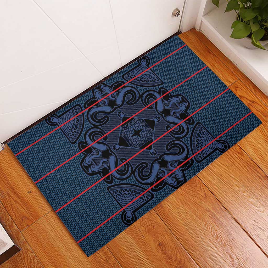 Basotho Blanket Rubber Doormat Lesotho Motlatsi Seanamarena Heritage - Blue - African Pride