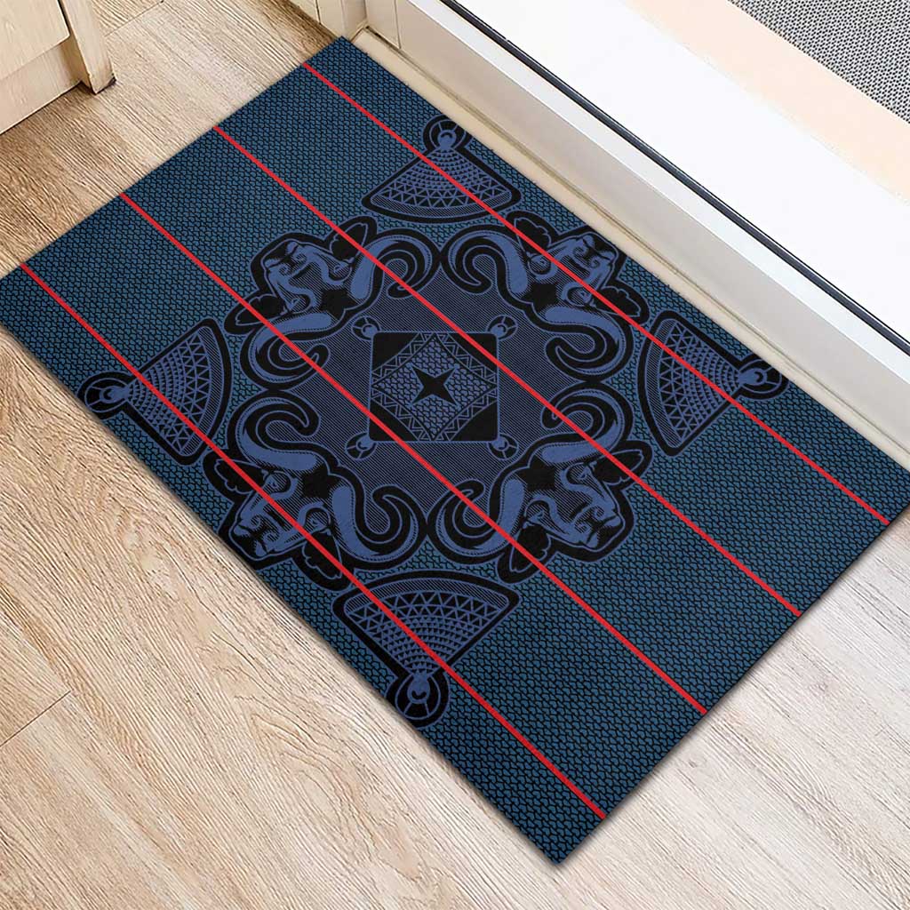 Basotho Blanket Rubber Doormat Lesotho Motlatsi Seanamarena Heritage - Blue - African Pride