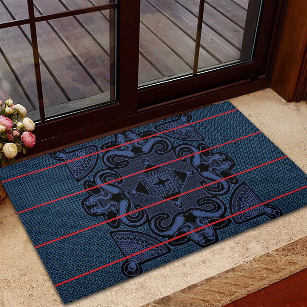 Basotho Blanket Rubber Doormat Lesotho Motlatsi Seanamarena Heritage - Blue - African Pride