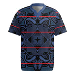 Basotho Blanket Rugby Jersey Lesotho Motlatsi Seanamarena Heritage - Blue - African Pride