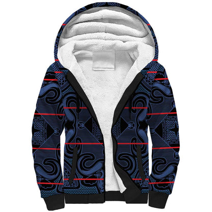Basotho Blanket Sherpa Hoodie Lesotho Motlatsi Seanamarena Heritage - Blue - African Pride