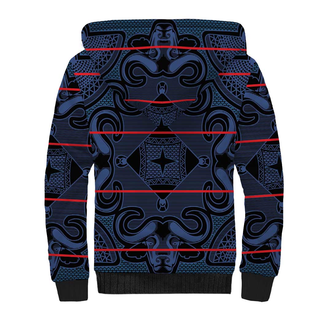 Basotho Blanket Sherpa Hoodie Lesotho Motlatsi Seanamarena Heritage - Blue - African Pride