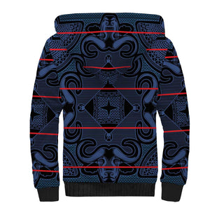 Basotho Blanket Sherpa Hoodie Lesotho Motlatsi Seanamarena Heritage - Blue - African Pride