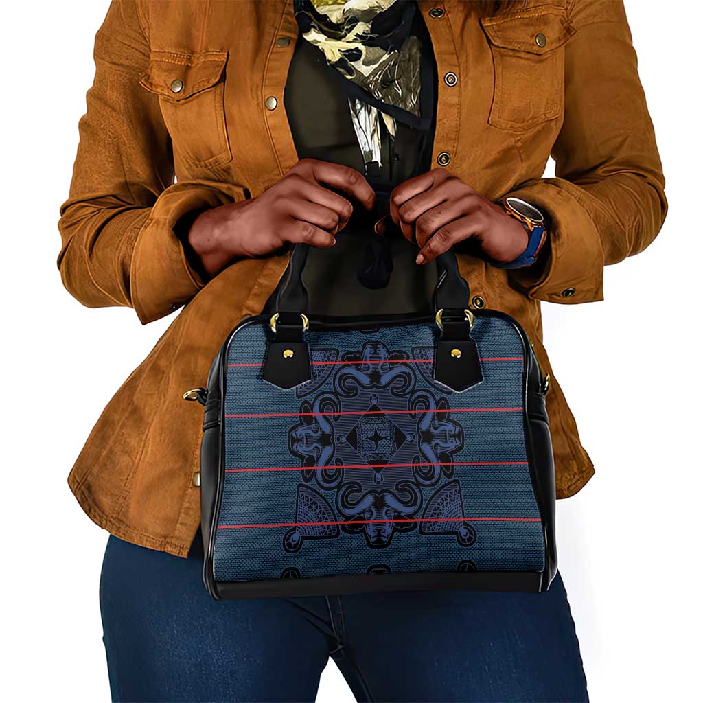 Basotho Blanket Shoulder Handbag Lesotho Motlatsi Seanamarena Heritage - Blue - African Pride