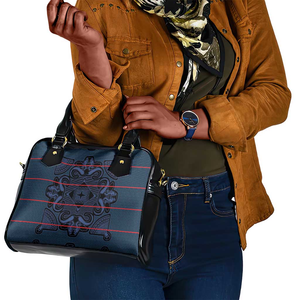 Basotho Blanket Shoulder Handbag Lesotho Motlatsi Seanamarena Heritage - Blue - African Pride