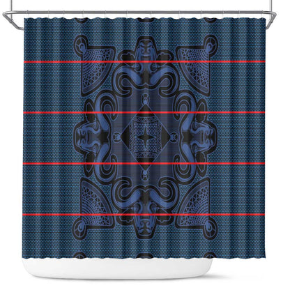 Basotho Blanket Shower Curtain Lesotho Motlatsi Seanamarena Heritage - Blue - African Pride