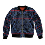 Basotho Blanket Sleeve Zip Bomber Jacket Lesotho Motlatsi Seanamarena Heritage - Blue - African Pride