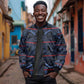 Basotho Blanket Sleeve Zip Bomber Jacket Lesotho Motlatsi Seanamarena Heritage - Blue - African Pride