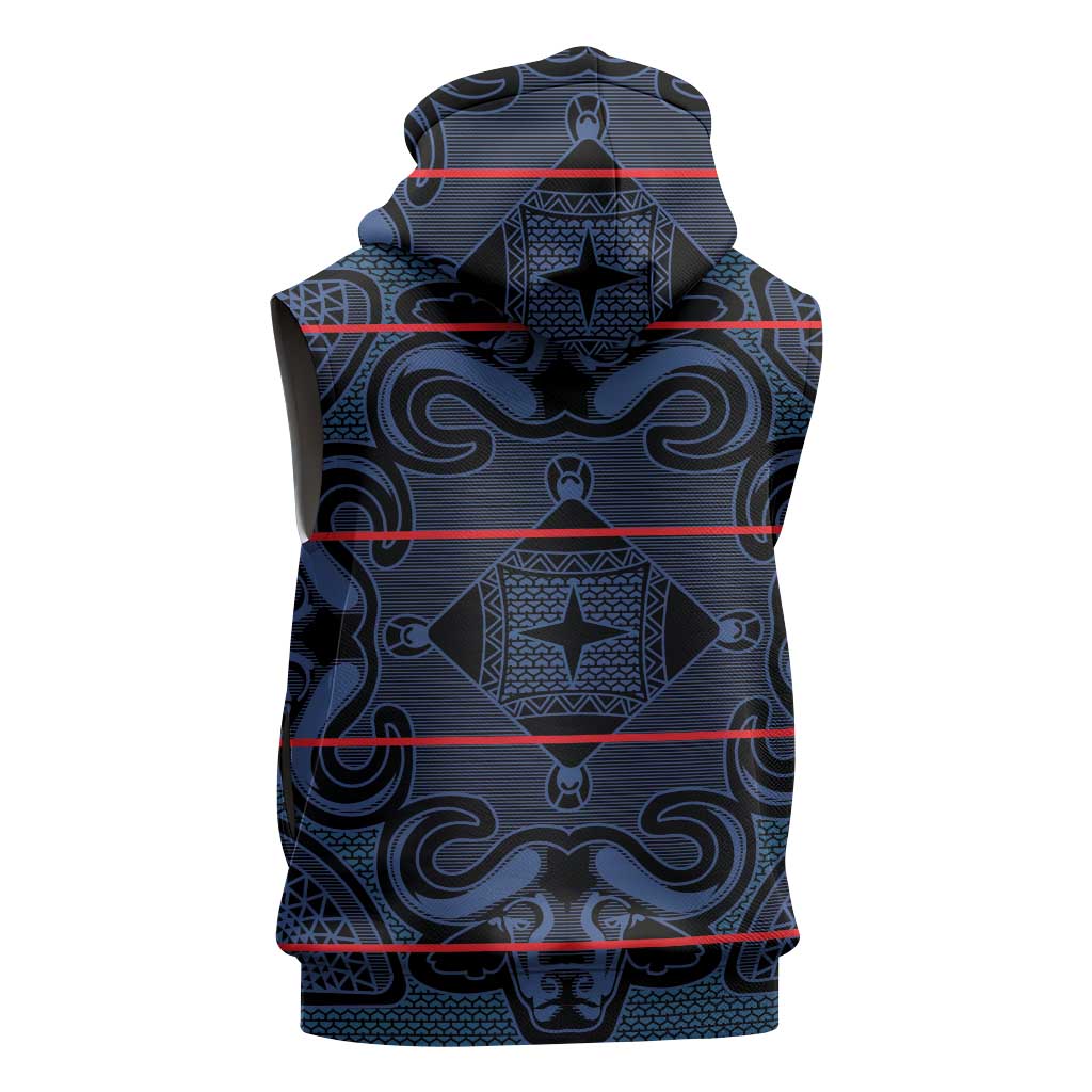 Basotho Blanket Sleeveless Hoodie Lesotho Motlatsi Seanamarena Heritage - Blue - African Pride