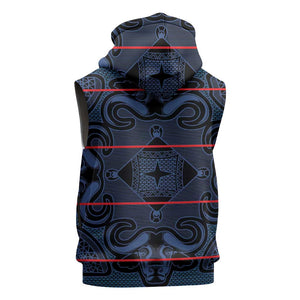 Basotho Blanket Sleeveless Hoodie Lesotho Motlatsi Seanamarena Heritage - Blue - African Pride