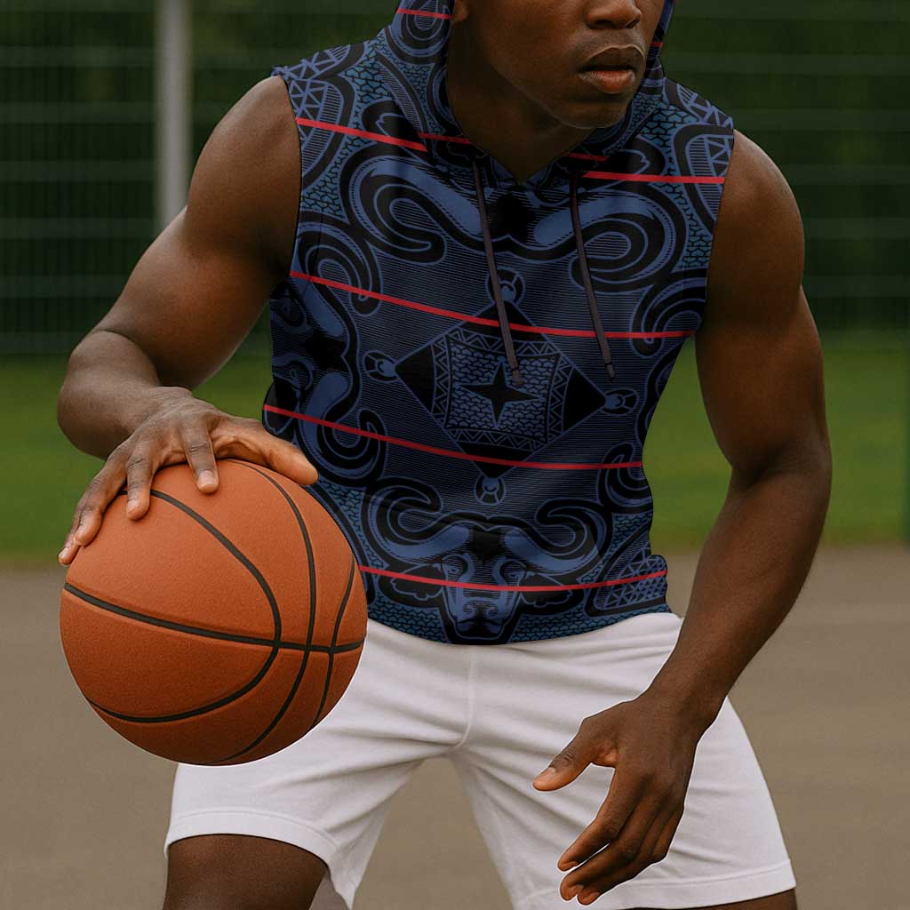 Basotho Blanket Sleeveless Hoodie Lesotho Motlatsi Seanamarena Heritage - Blue - African Pride