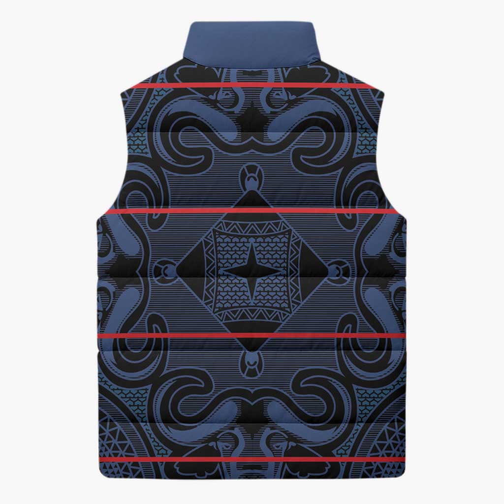 Lesotho Seanamarena - Motlatsi Sleeveless Puffer Jacket Basotho Traditional Blanket Style - Blue