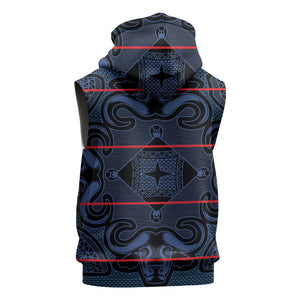 Basotho Blanket Sleeveless Zip Hoodie Lesotho Motlatsi Seanamarena Heritage - Blue - African Pride