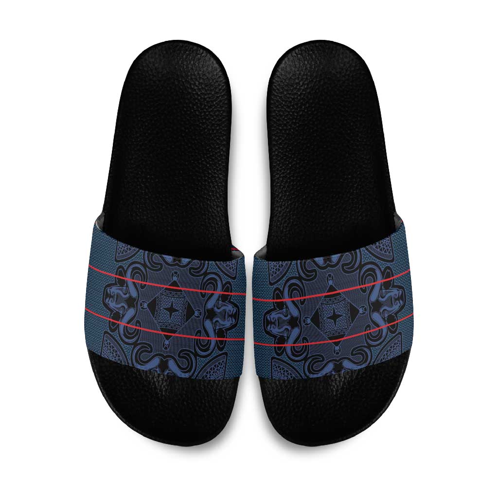 Lesotho Seanamarena - Motlatsi Slide Sandals Basotho Traditional Blanket Style - Blue
