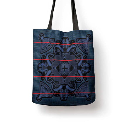 Lesotho Seanamarena - Motlatsi Tote Bag Basotho Traditional Blanket Style - Blue