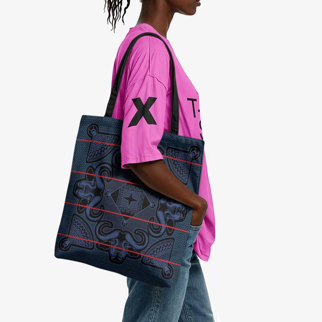 Lesotho Seanamarena - Motlatsi Tote Bag Basotho Traditional Blanket Style - Blue