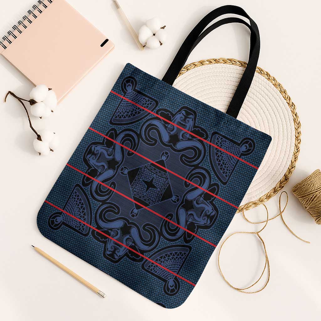 Lesotho Seanamarena - Motlatsi Tote Bag Basotho Traditional Blanket Style - Blue