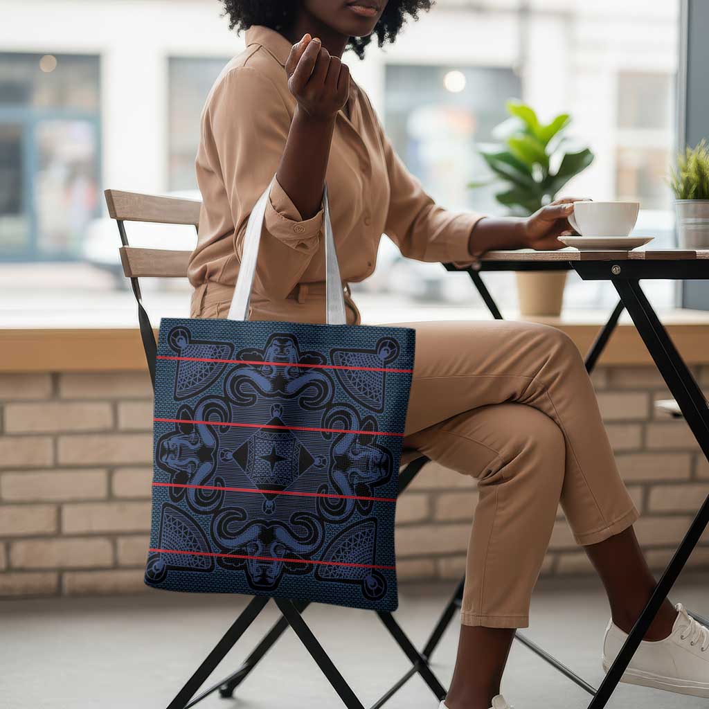 Lesotho Seanamarena - Motlatsi Tote Bag Basotho Traditional Blanket Style - Blue