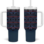 Basotho Blanket Tumbler With Handle Lesotho Motlatsi Seanamarena Heritage - Blue - African Pride
