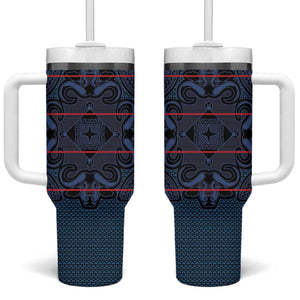 Basotho Blanket Tumbler With Handle Lesotho Motlatsi Seanamarena Heritage - Blue - African Pride