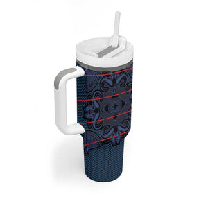 Basotho Blanket Tumbler With Handle Lesotho Motlatsi Seanamarena Heritage - Blue - African Pride