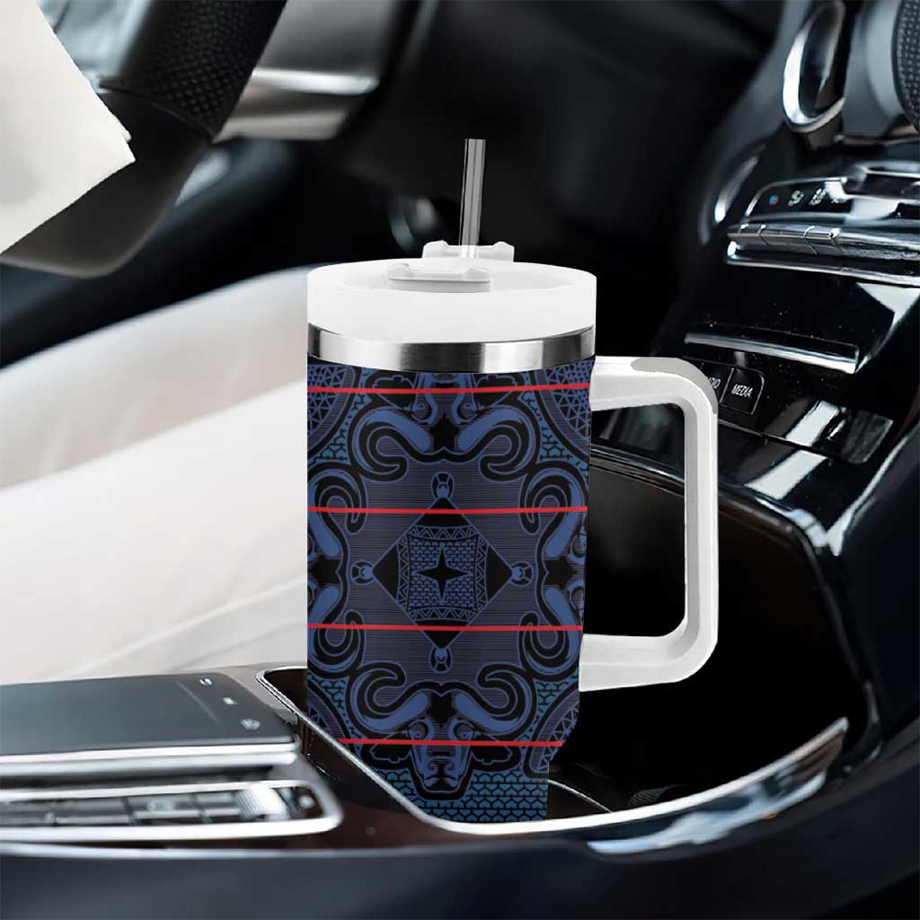 Basotho Blanket Tumbler With Handle Lesotho Motlatsi Seanamarena Heritage - Blue - African Pride