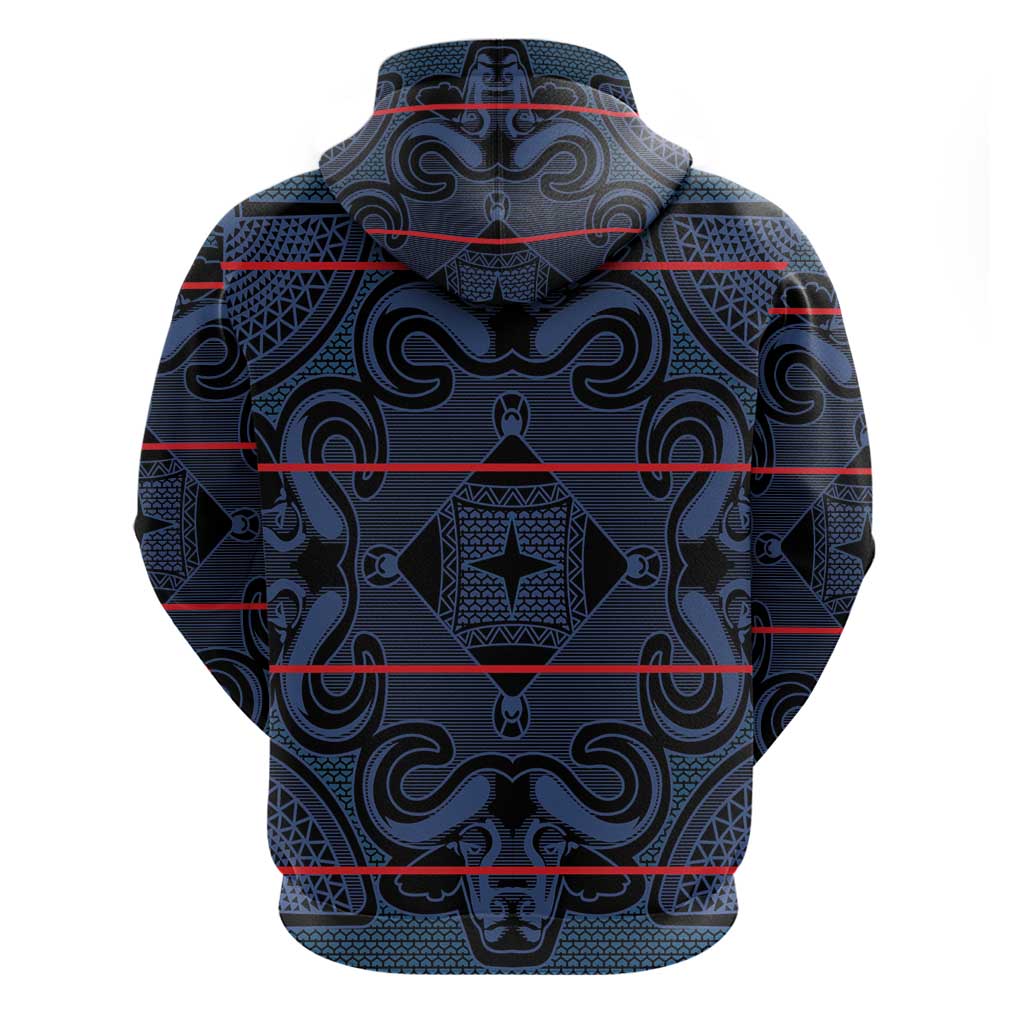 Basotho Blanket Zip Hoodie Lesotho Motlatsi Seanamarena Heritage - Blue - African Pride