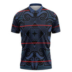 Lesotho Seanamarena - Motlatsi Zipper Polo Shirt Basotho Traditional Blanket Style - Blue