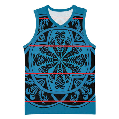 Basotho Blanket Basketball Jersey Lesotho Kharetsa Seanamarena Heritage - Blue LT15