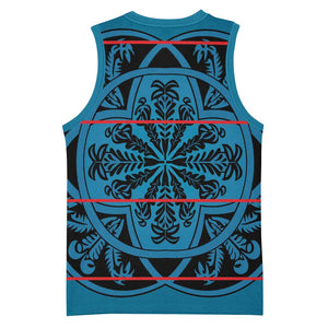 Basotho Blanket Basketball Jersey Lesotho Kharetsa Seanamarena Heritage - Blue LT15