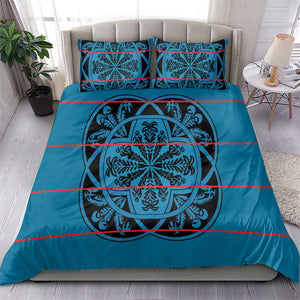 Basotho Blanket Bedding Set Lesotho Kharetsa Seanamarena Heritage - Blue - African Pride