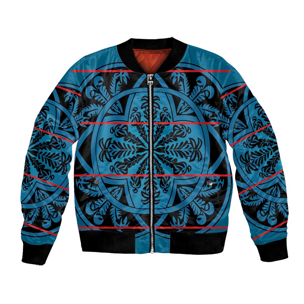 Basotho Blanket Bomber Jacket Lesotho Kharetsa Seanamarena Heritage - Blue - African Pride