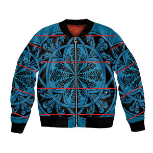 Basotho Blanket Bomber Jacket Lesotho Kharetsa Seanamarena Heritage - Blue - African Pride