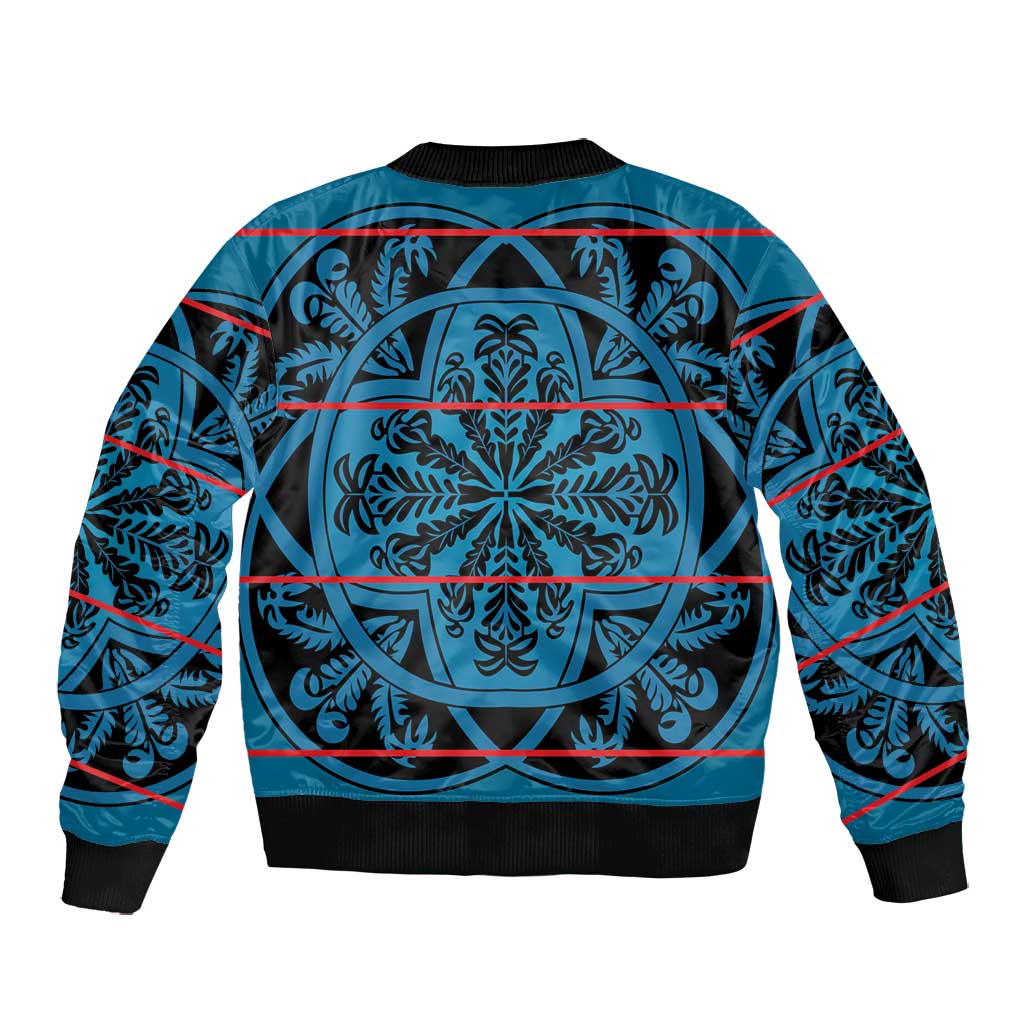 Basotho Blanket Bomber Jacket Lesotho Kharetsa Seanamarena Heritage - Blue - African Pride